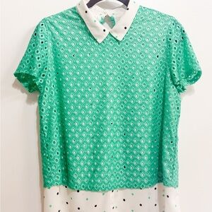 Elle Teal Polka Dot Blouse